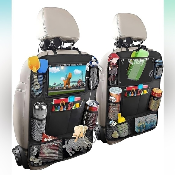 Brand New Set of Two Car Backseat Organizers Tablet Holder Storage Pockets Kids - Picture 1 of 11